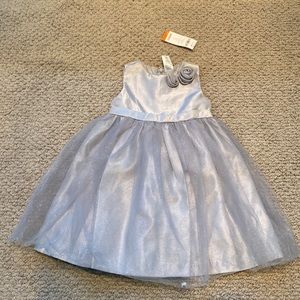NWT Gorgeous Gymboree Holiday Gems Silver Party Dress with Rosettes-Size 3T